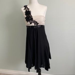 Suzy Shier One-Shoulder Black & White Dress